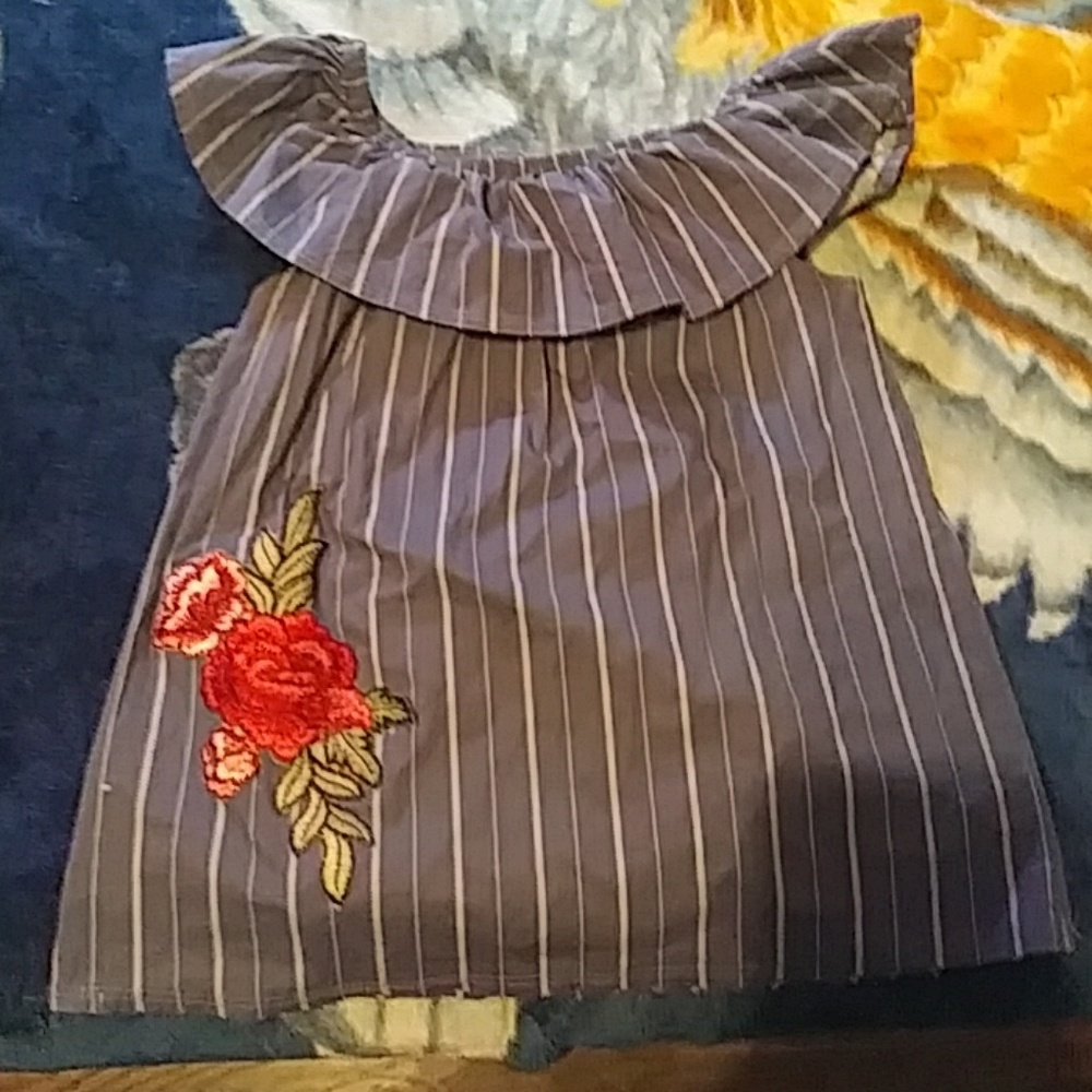 Striped cold shoulder top